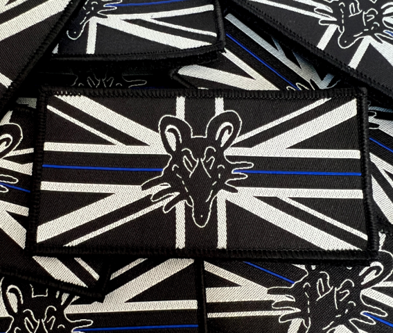 Thin Blue Line Union Jack with Black Rat Logo Patch