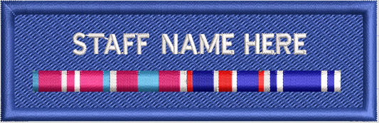 PCSO / Staff Custom Velcro backed name badges with Medal Ribbons - Embroidered - Made to Order.