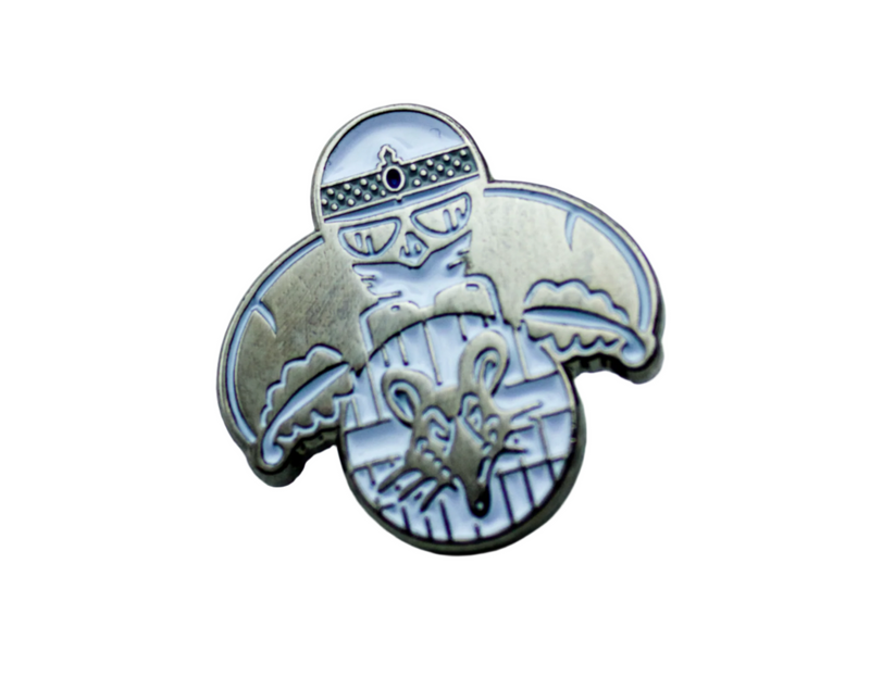 Café Racer Rat Lapel Pin – Blue Light Gift CIC